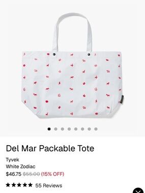 Lo & Sons Del Mar Packable Tote - White Zodiac, size Large